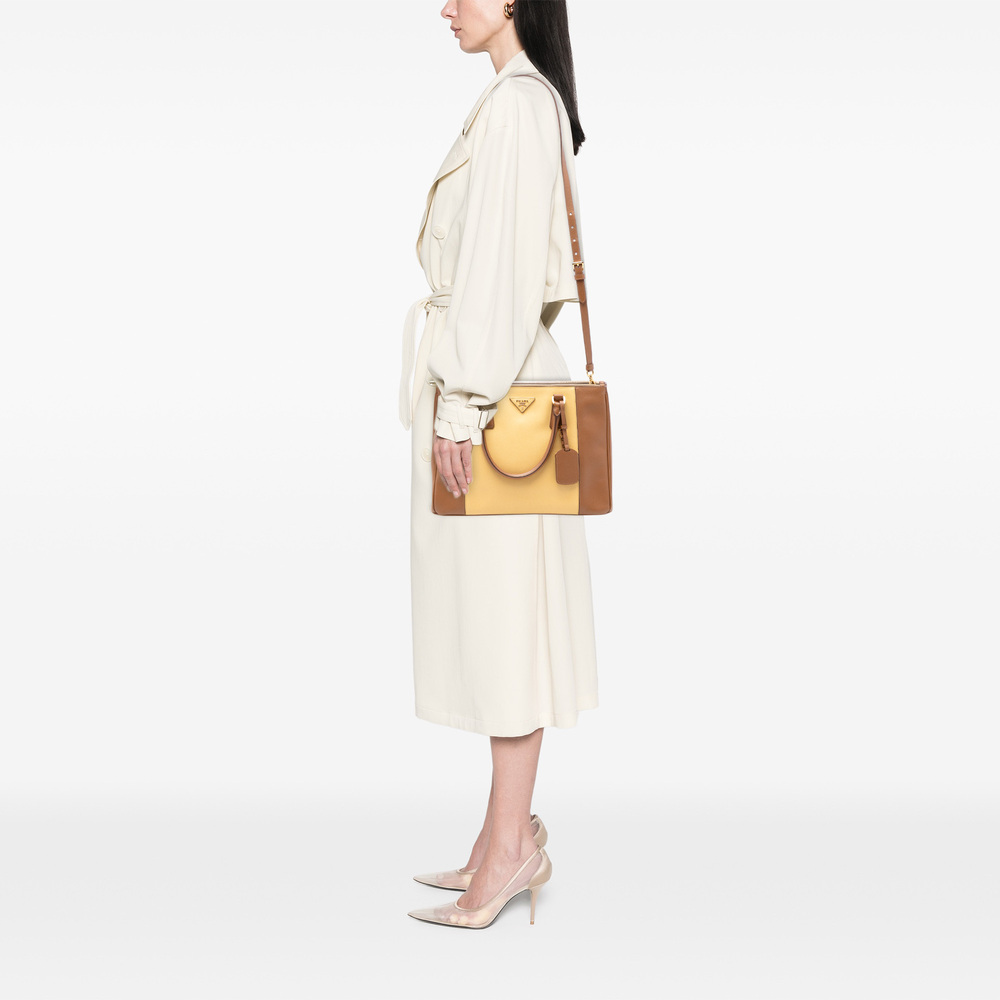 Pre-Loved Prada Medium Bicolor Saffiano Lux Galleria Double Zip Satchel - Picture 6 of 7